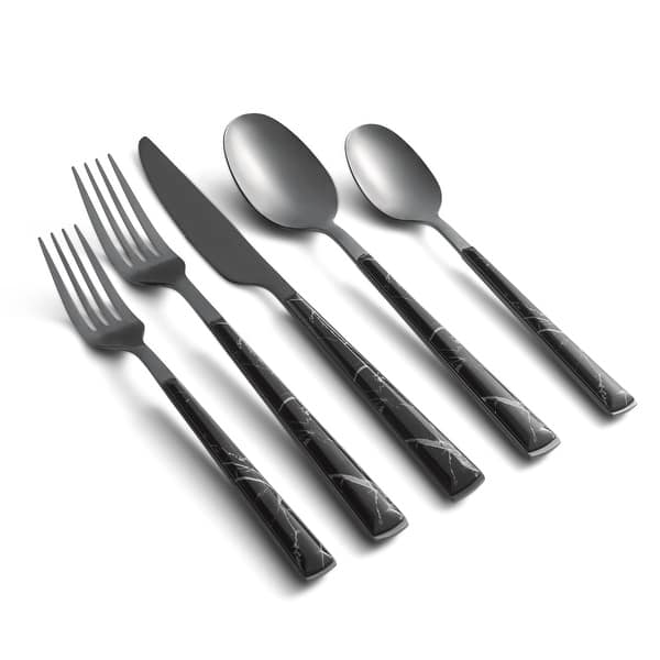 Cambridge Eivin Black Marble 20-Piece Flatware Set