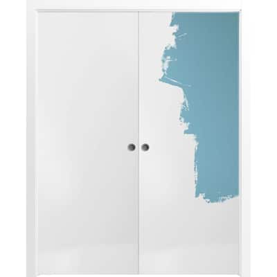 Sliding French Double Pocket Doors 36 x 80 inches | Planum 0010 Primed | Kit Trims Rail Hardware