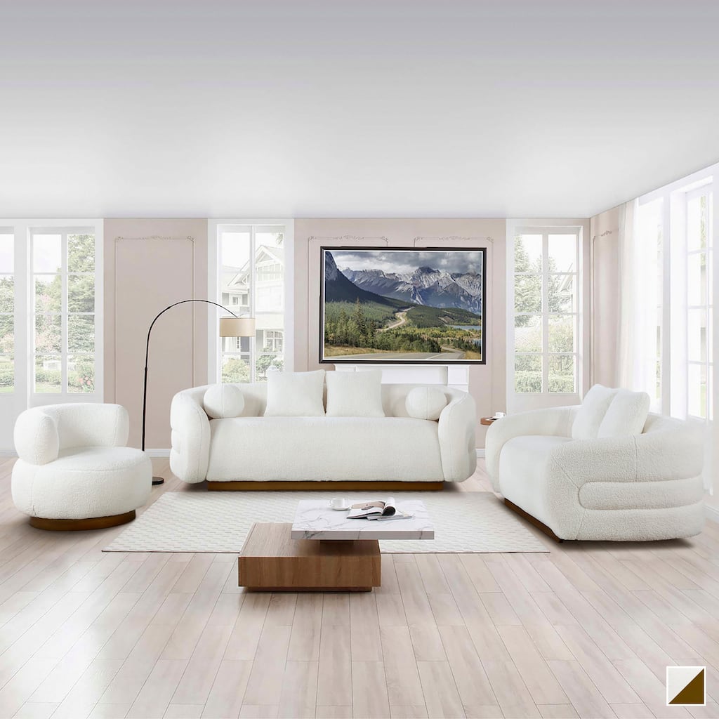 Fremont & Park Selsey 3-Piece Sherpa Fabric Living Room Sofa Set