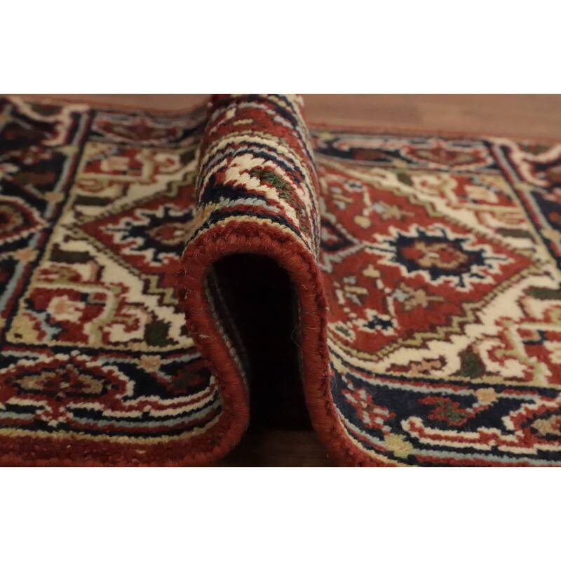 Hand Knotted Oriental 100% Wool Carpet Traditional Medallion Oranges & Rust Heriz (serapi) Area Rug - 3' 0'' X 2' 0''