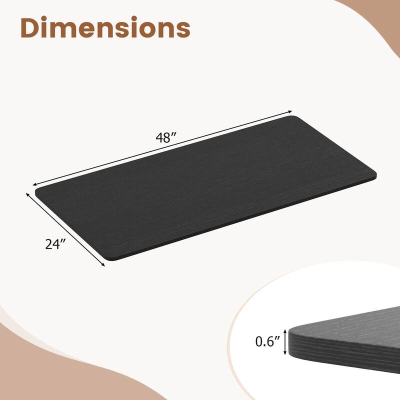 Costway 48” x 24” Whole Piece Table Top with Safe Rounded Corners for