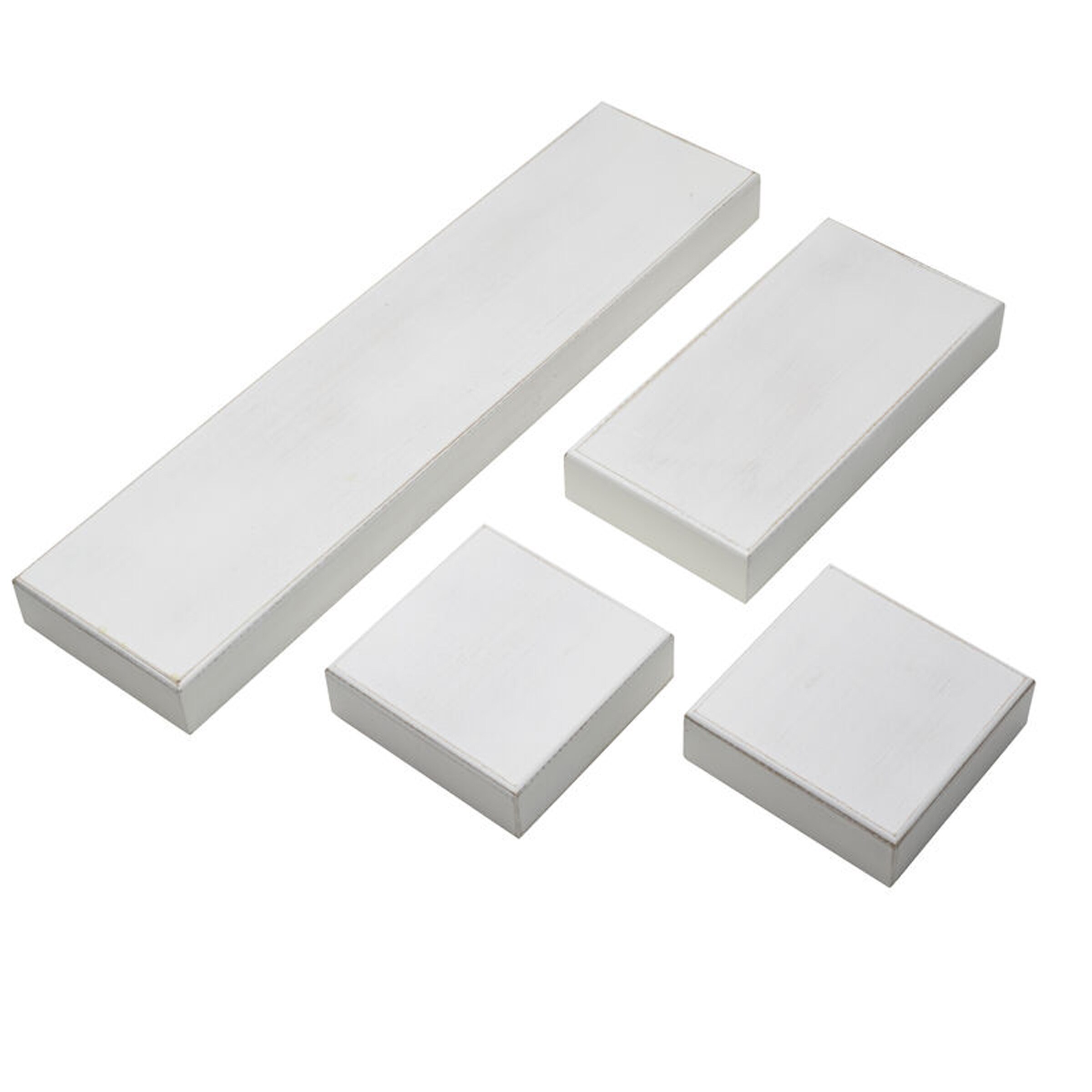 Melannco Set of 4 White Veneer Chunky Wood Shelves