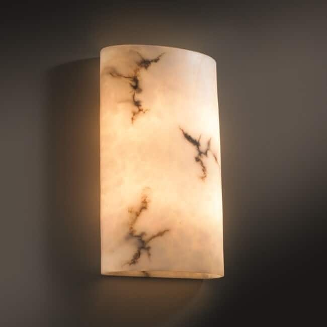 LumenAria 2-light ADA Wall Sconce, Faux Alabaster Large Cylinder Shade - Faux Alabaster Resin