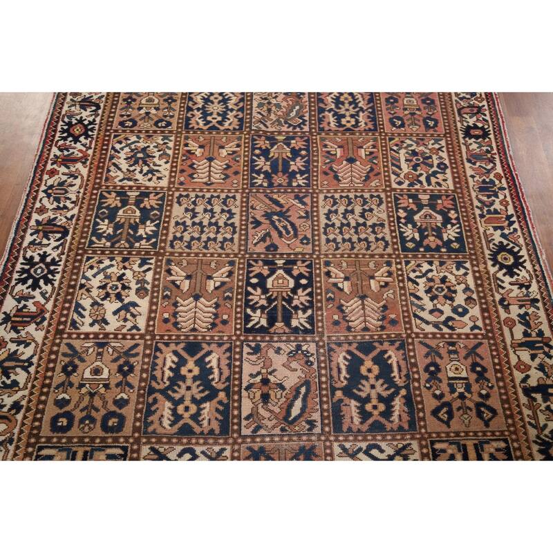 Garden Design Bakhtiari Persian Vintage Rug Hand-Knotted Wool Carpet - 5'3" x 9'9"