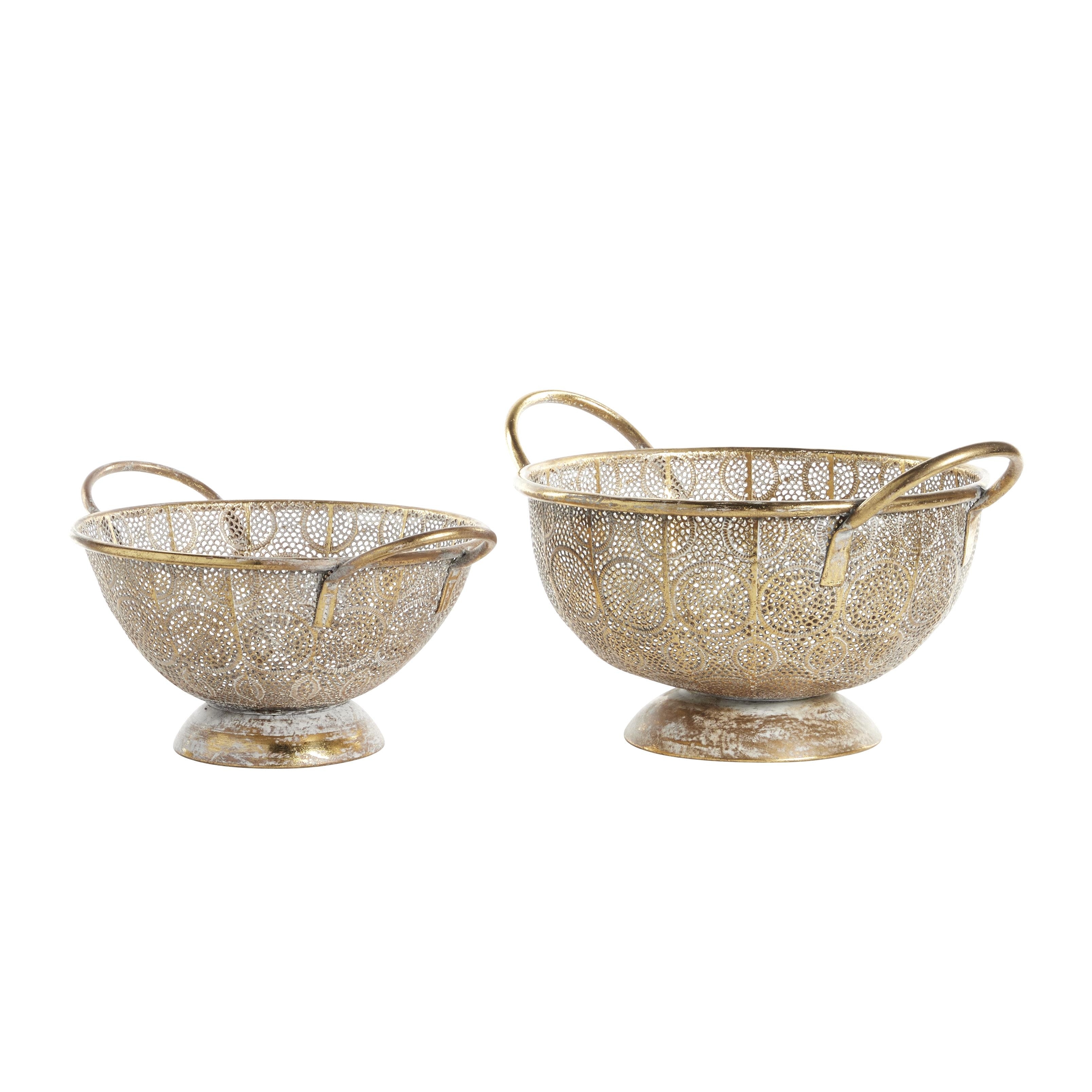 Metal Decorative Bowl - Set of 2 Gold - Roche River Decor