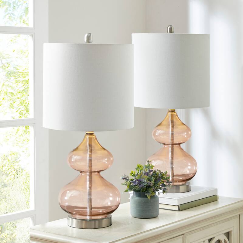 Ellipse Curved Gourd Glass Table Lamp, Set of 2