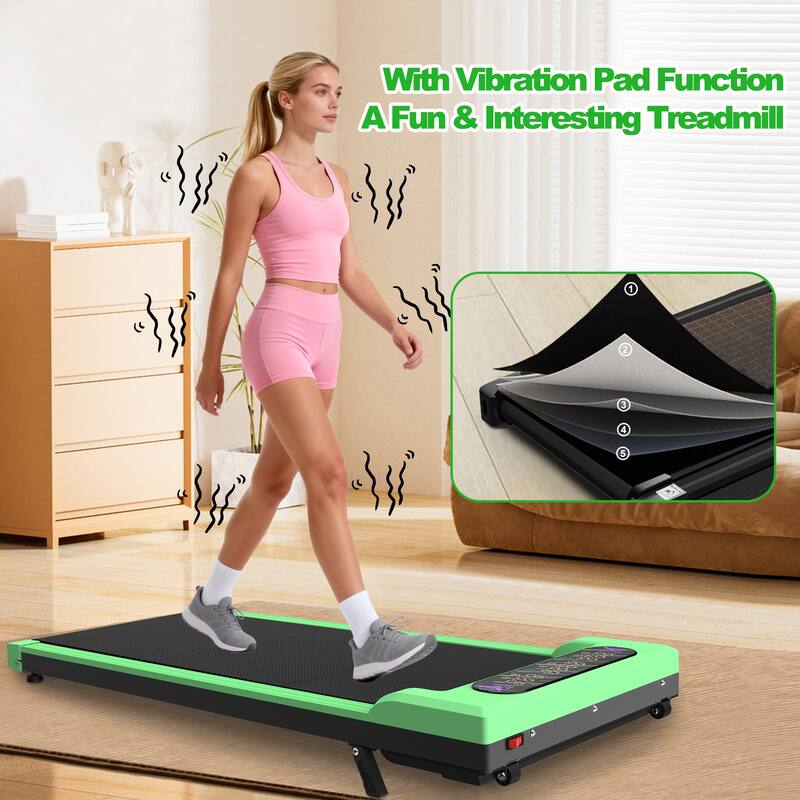 Foldable Treadmill with Handle Bar Incline, 2 in 1 Upgrade Portable Under Desk Walking Pad and Vibration Pad with Remote Control