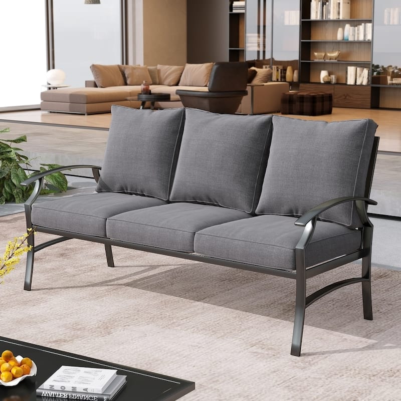 Uixe Outdoor Upholstered 3 Seater All-Weather Sofa Couch Deep Seat