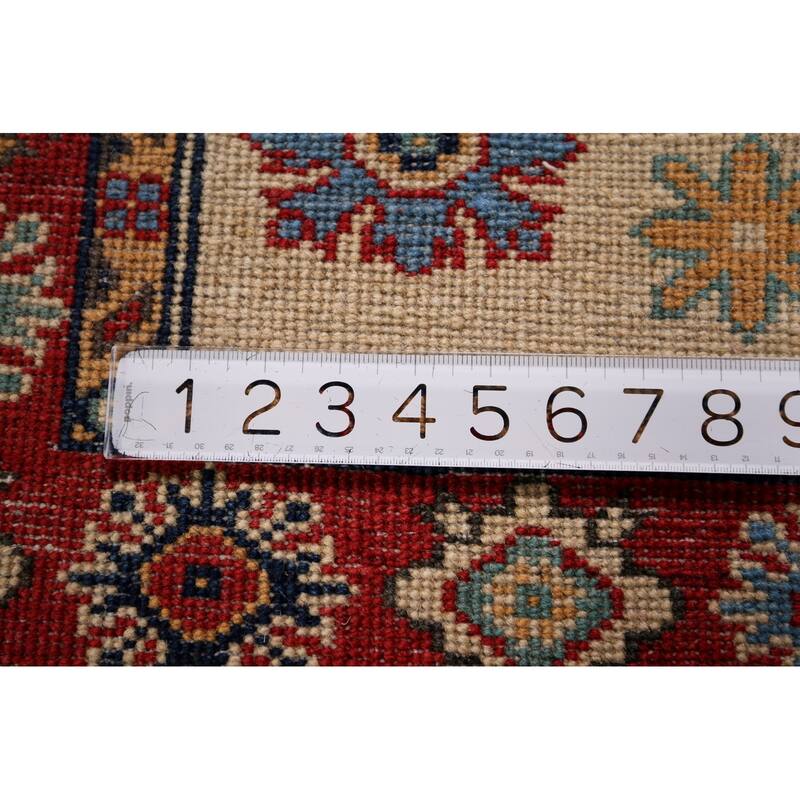 Kazak Oriental Accent Rug Handmade Beige Geometric Wool Carpet - 3'3" x 4'11"