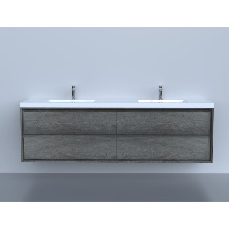 Sage 84" wall mounted bathroom vanity with double basin acrylic top