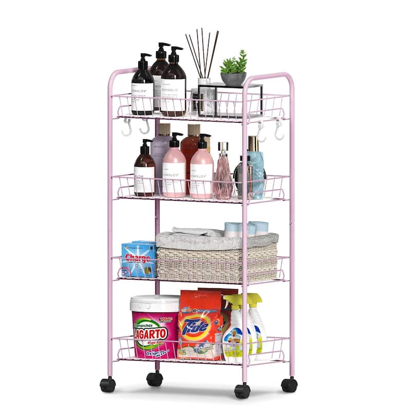 4-Tier Rolling Utility Cart with Removable Baskets