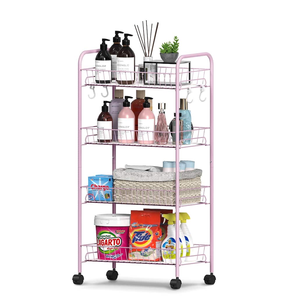 4-Tier Rolling Utility Cart with Removable Baskets