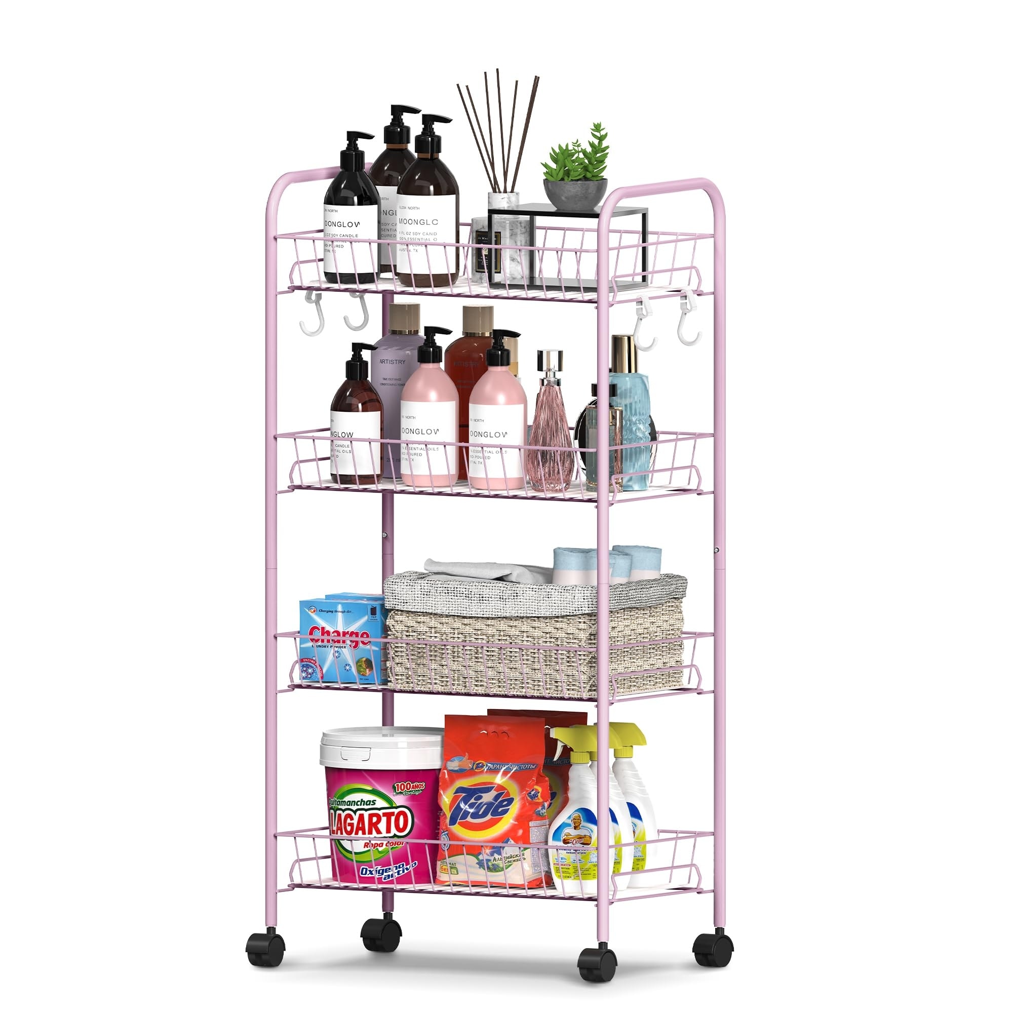 4-Tier Rolling Utility Cart with Removable Baskets