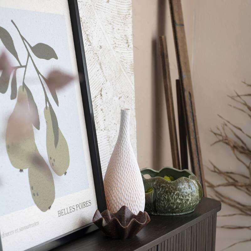 Wood Framed Paper Wall Decor with Pears and "Conference" Design