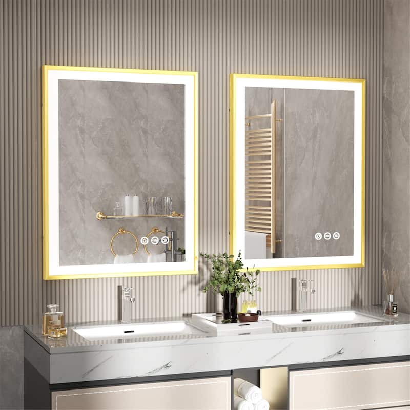 LED Bathroom Mirror Aluminum Framed Anti-Fog Stepless Dimmable Memory