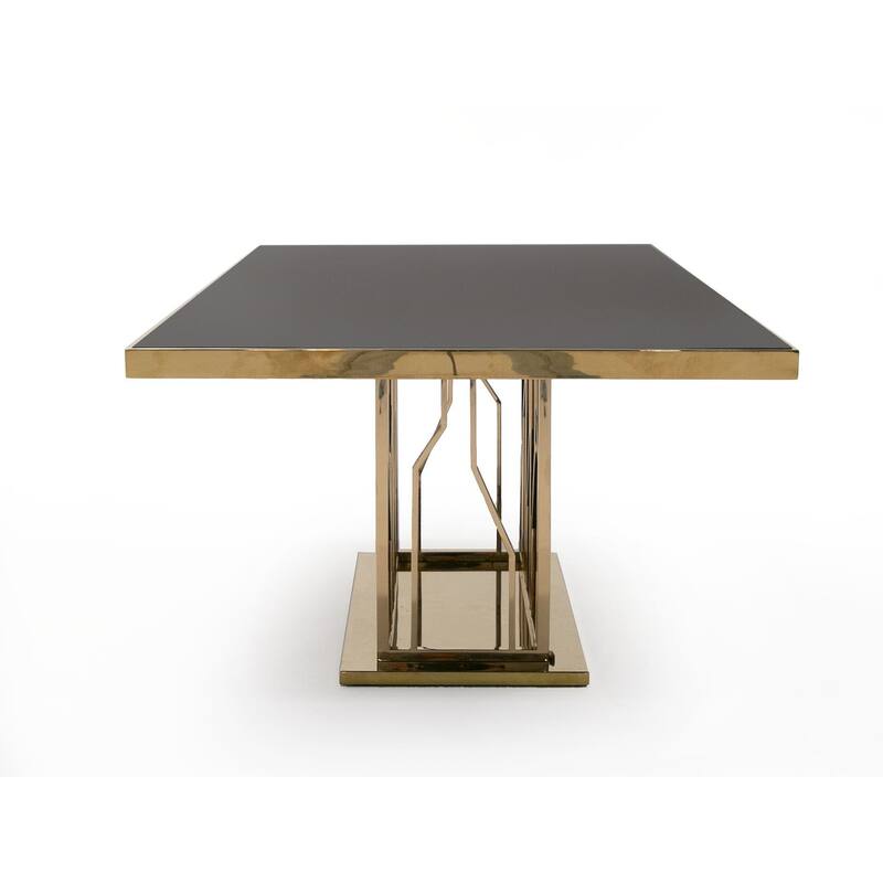 Modrest Marston Modern Black Glass & Rosegold Dining Table