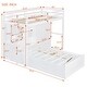 preview thumbnail 8 of 28, Twin Over Twin L-Shaped Bunk Bed with Wardrobe and Bottom Lift Up Hydraulic Bed, Kids Bunk Bedframe w/ Storage Drawers & Shelves