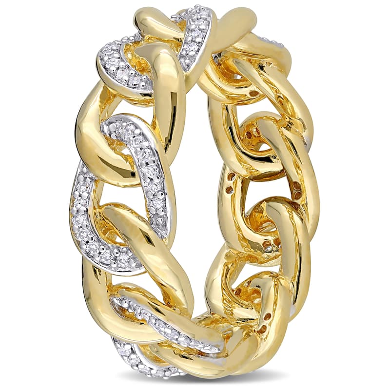 Miadora 1/4ct TDW Diamond Link Ring in Yellow Silver