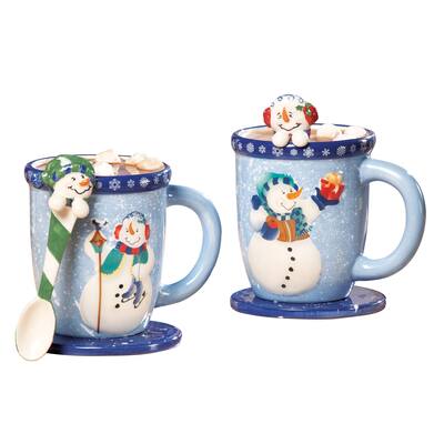 Snowman Holiday Mug and Spoon Gift Set - 10.500 x 8.000 x 7.250