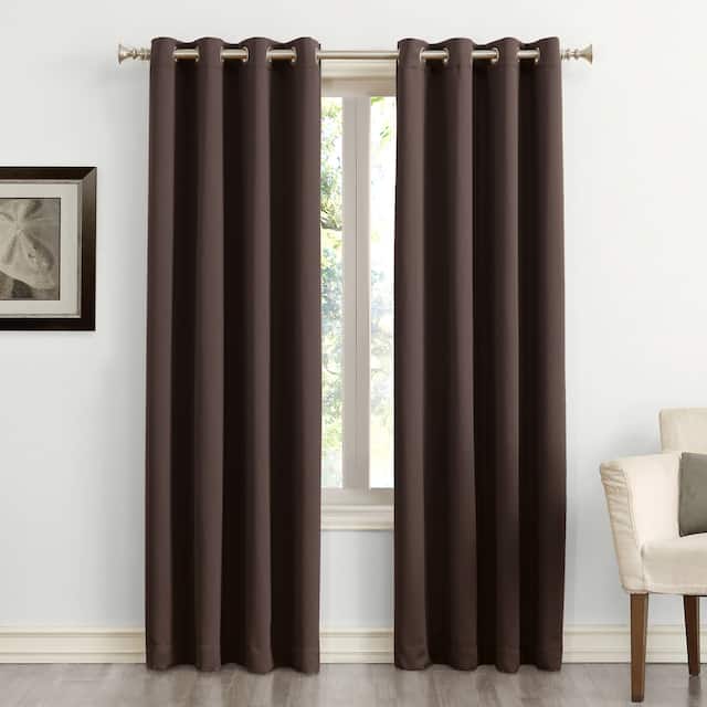 Sun Zero Hayden Energy Saving Blackout Grommet Curtain Panel, Single Panel - 54 x 63 - Chocolate