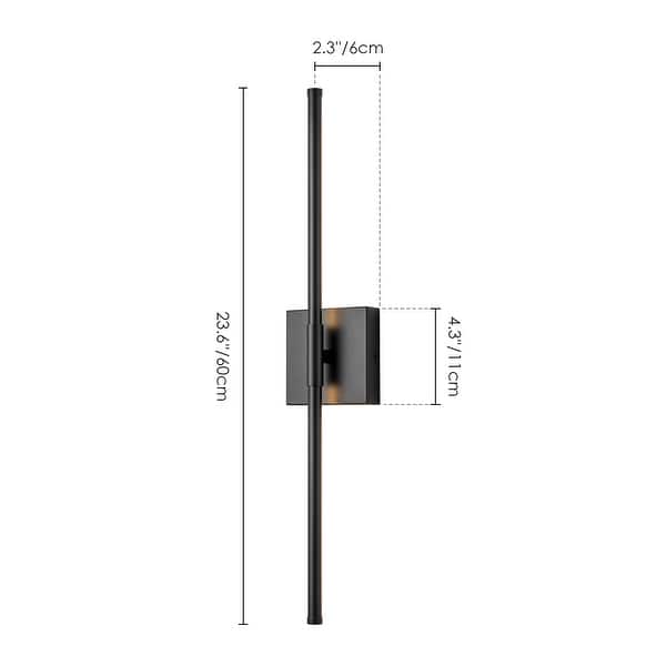 dimension image slide 12 of 13, 1-Light Black/ Gold/ Nickel Modern Long Linear Strip Wall Sconce Dimmable LED Bathroom Vanity Light