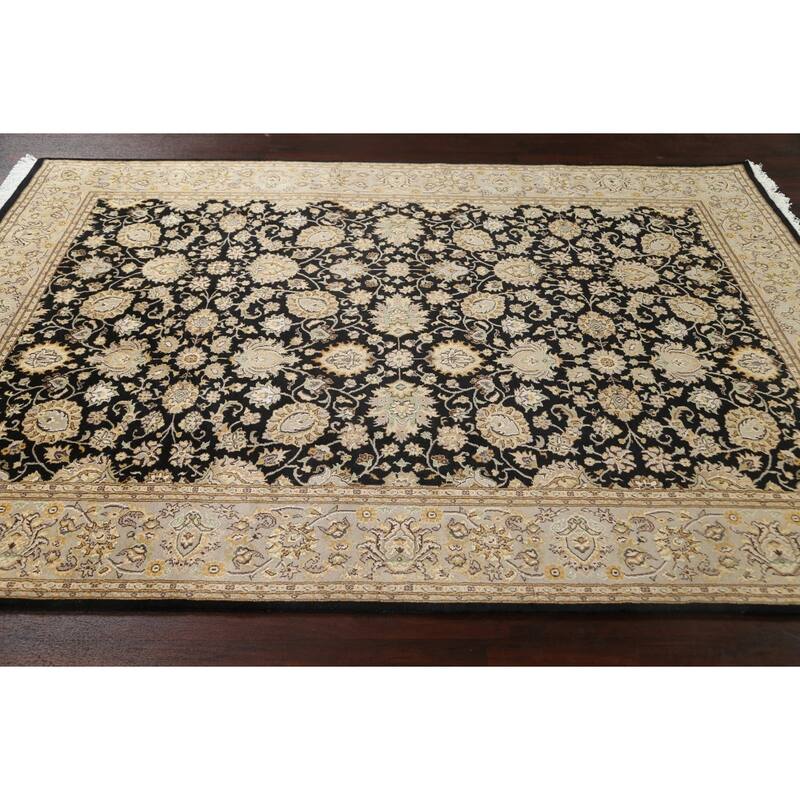 Wool/ Silk Floral Oriental Tabriz Vegetable Dye Area Rug Hand-knotted - 6'1" x 9'1"