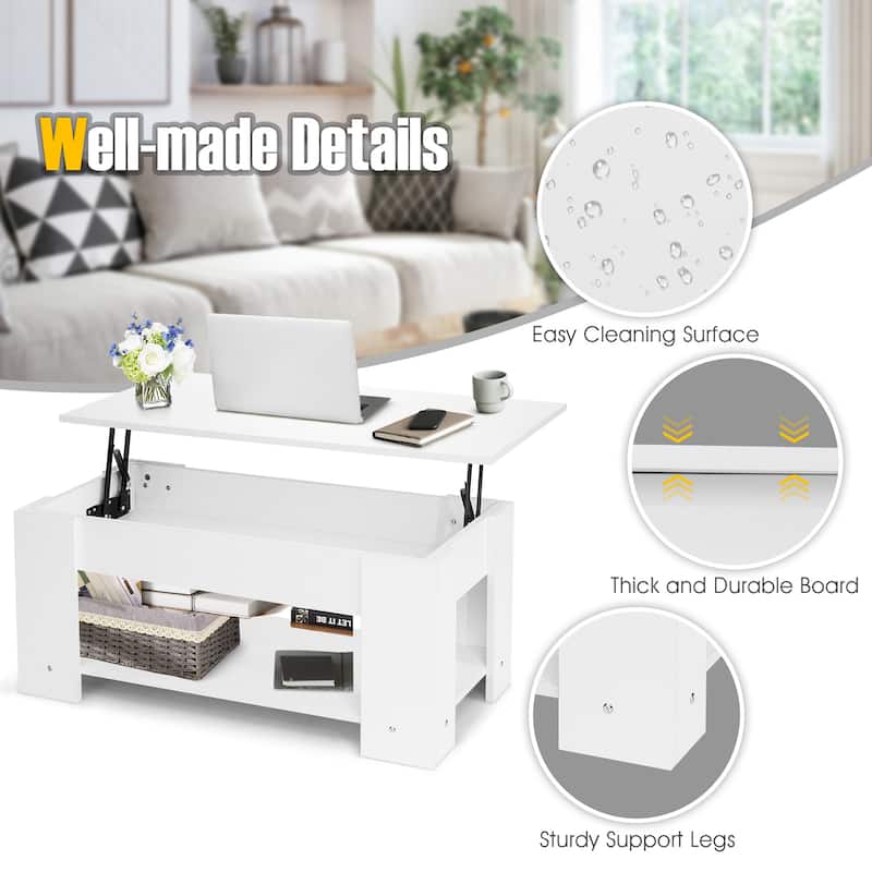 Costway Lift Top Coffee Table Modern Accent Table w/Hidden Storage - See Details