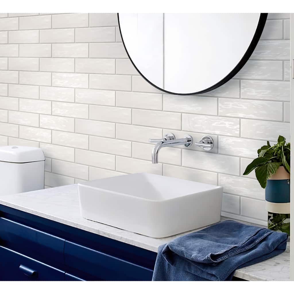 Apollo tile 2.5" x 8" Chateau Glossy White Ceramic Tile (5.38 sq ft/case) - 38 Pack