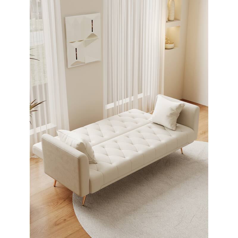 71" Velvet Love Seat Couches, Adjustable Backrest Sofa Bed with 2 Pillow