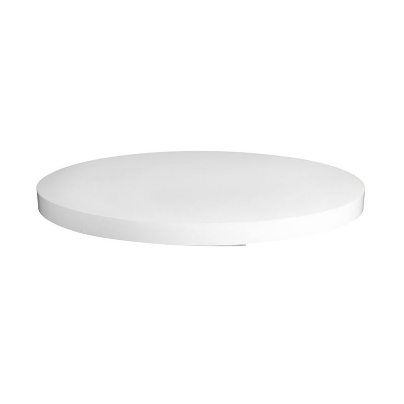 John Dining Table, 53 Inch Round Top, Modern Cone Base, White, Steel