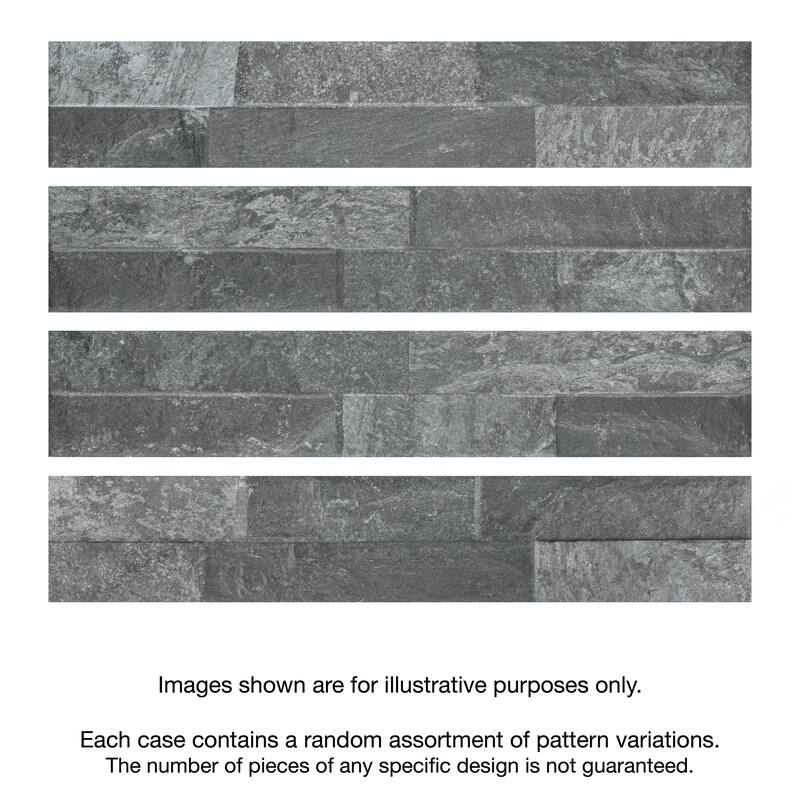 Merola Tile Ordino Black 3-1/4" x 17-1/2" Porcelain Wall Tile