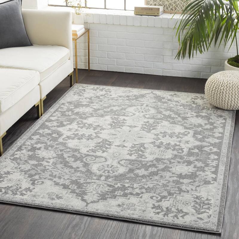 Livabliss Harput Updated Traditional Medallion Area Rug - Grey - 2' 7" x 7' 3"