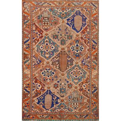 Garden Design Bakhtiari Persian Vintage Area Rug Handmade Wool Carpet - 4'2" x 6'5"