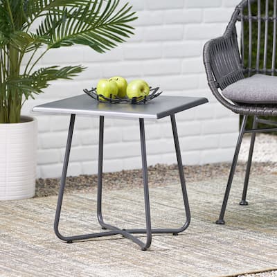 Roomfitters Outdoor Metal Square Side Table, Modern Patio Accent Table, Weather-Resistant