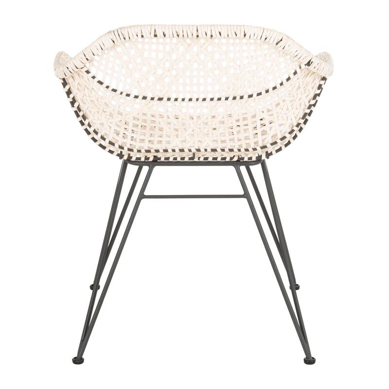 SAFAVIEH Verena Woven White Leather/Metal Dining Chair - 23.6" x 21.7" x 34" - 24Wx22Dx34H