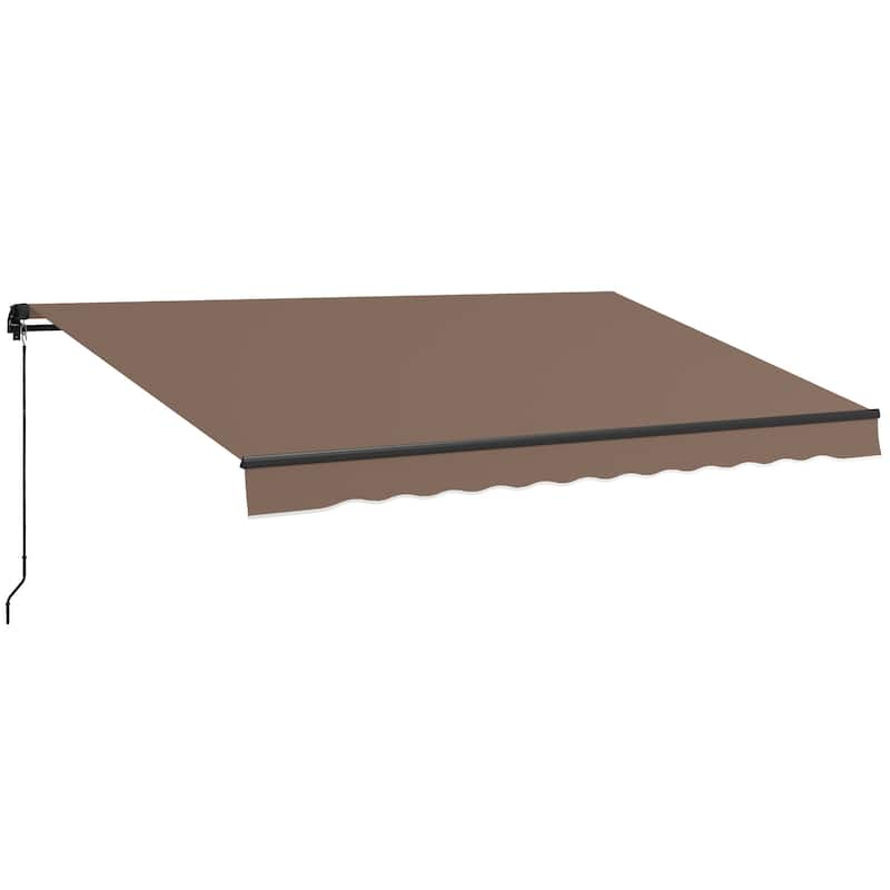 Outsunny 13' x 10' Retractable Awning, Patio Awning Sunshade Shelter with Manual Crank Handle, 280gsm UV Resistant Fabric