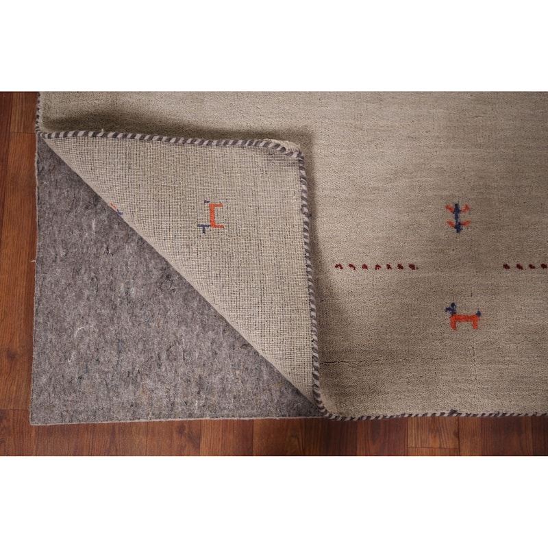 Beige Gabbeh Indian Area Rug Handmade Wool Carpet - 4'7"x 6'6"