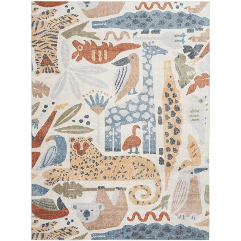 Nourison Astra Machine Washable Animal Print Area Rug - 9' x 12' - Ivory - Rectangle