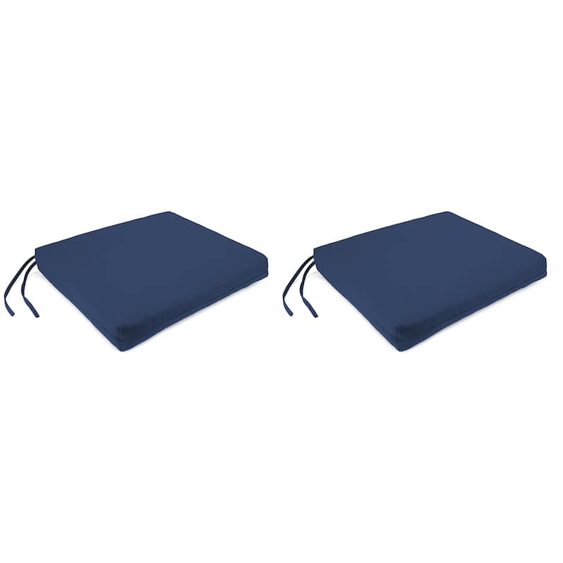 Sunbrella 19" x 17" Outdoor Seat Cushion with Ties - Set of 2 - 19" W x 17" L x 2" H - Canvas Navy