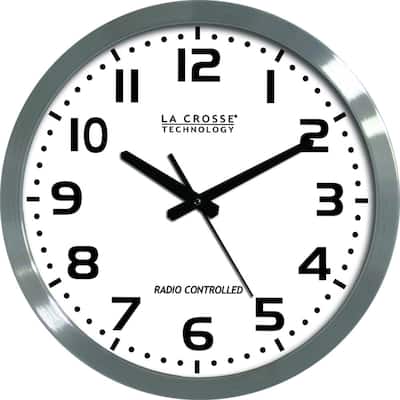 16" Silver and Black Atomic Analog Wall Clock
