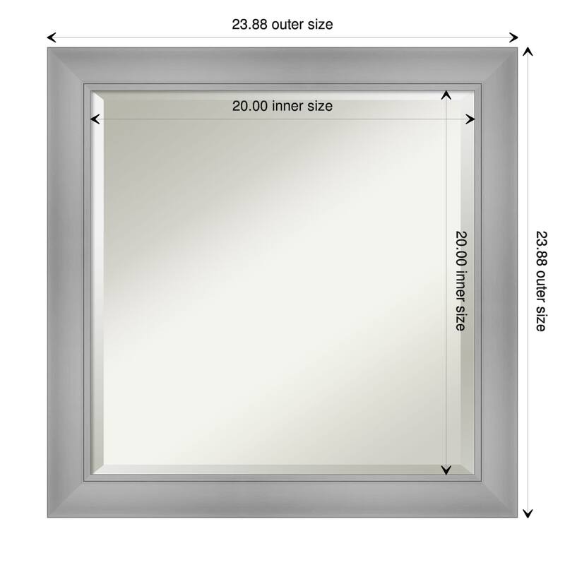Beveled Wall Mirror - Flair Polished Nickel Frame - 24 x 24-inch - Flair Polished Nickel