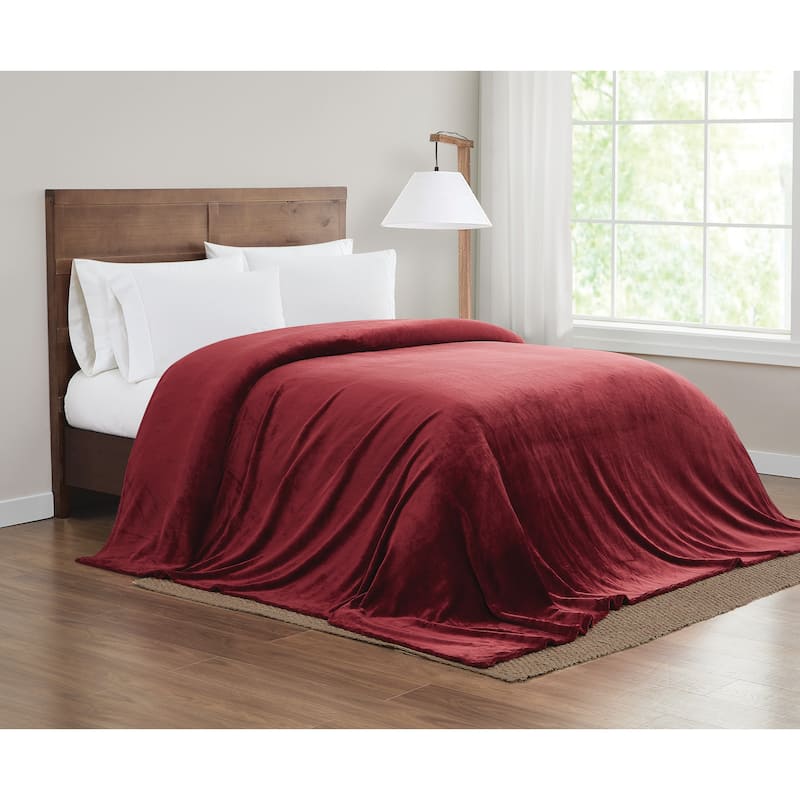 Truly Soft Velvet Plush Oversized Family Blanket - Cabernet