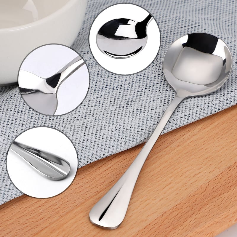 Stainless Steel Tableware Coffee Dessert Soup Spoon 6.3 " Length 6pcs - Silver - 6.3" x 1.6" x 0.12"(L*W*T)