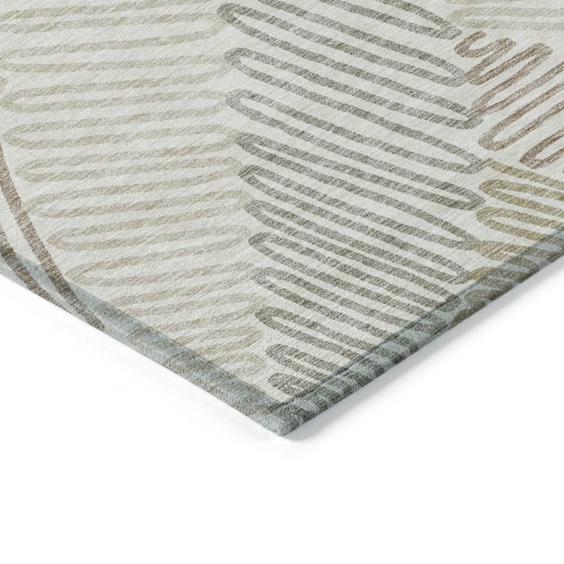 Machine Washable Indoor/ Outdoor Chantille Contemporary Squiggles Rug