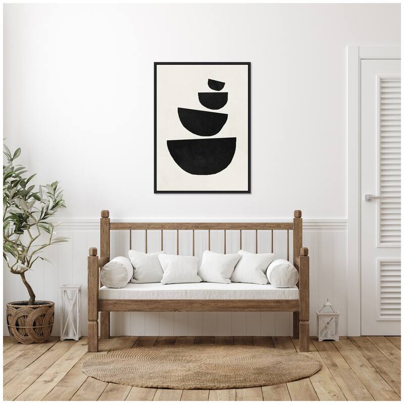 Kate and Laurel Sylvie Black Geometric Abstract 1 Framed Canvas by July Art Prints