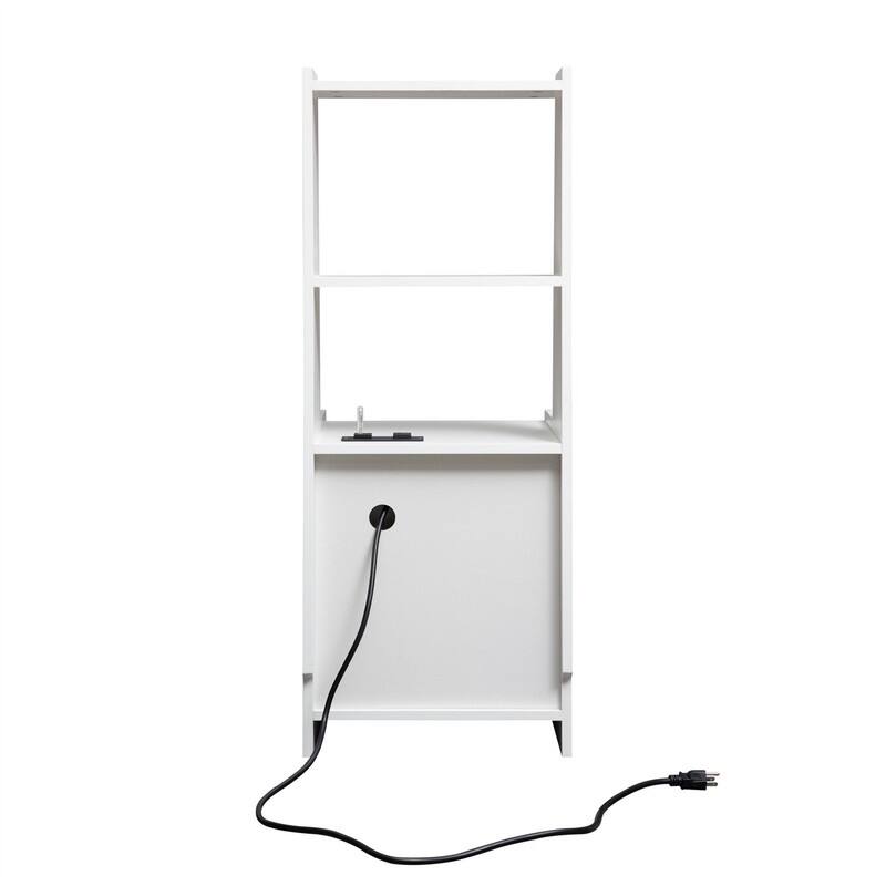 Smart Nightstand with 2 Drawers, Night Light and Charging Station, Modern Bedside Table Side Table with Bookshelf for Bedroom