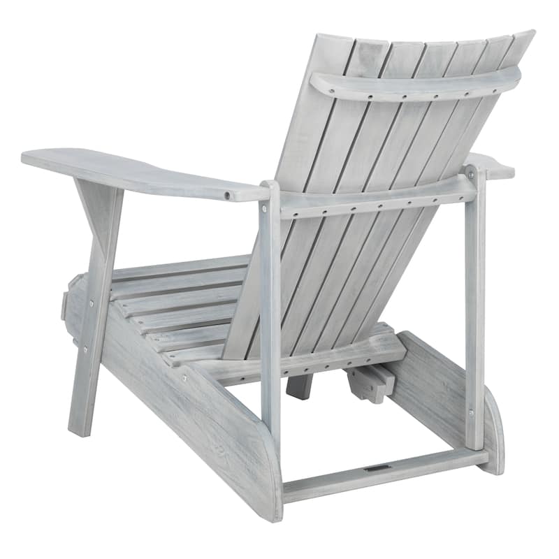 SAFAVIEH Outdoor Mangla Adirondack Chair with Retractable Footrest - 52W x 32D x 30H