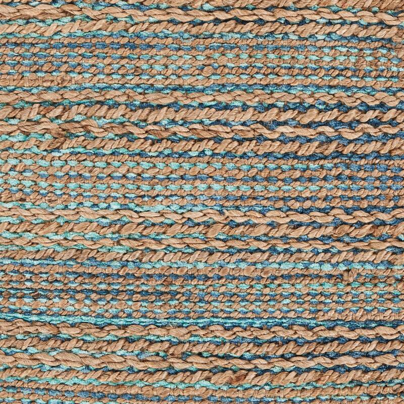 Sevita Organic Jute Geometric Area Rug, Tan and Teal