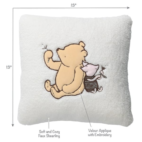 Lambs & Ivy Storytime Pooh Soft Faux Shearling Nursery Throw Pillow - Cream