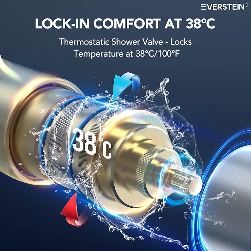 Thermostatic Dual Shower System 12" and 6" Rainfall Shower Head with 6 Body Jets & Handheld Shower